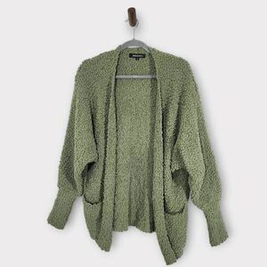 Merokeety Dark Green Cardigan Size Small Oversized Green Popcorn Knit Cardigan